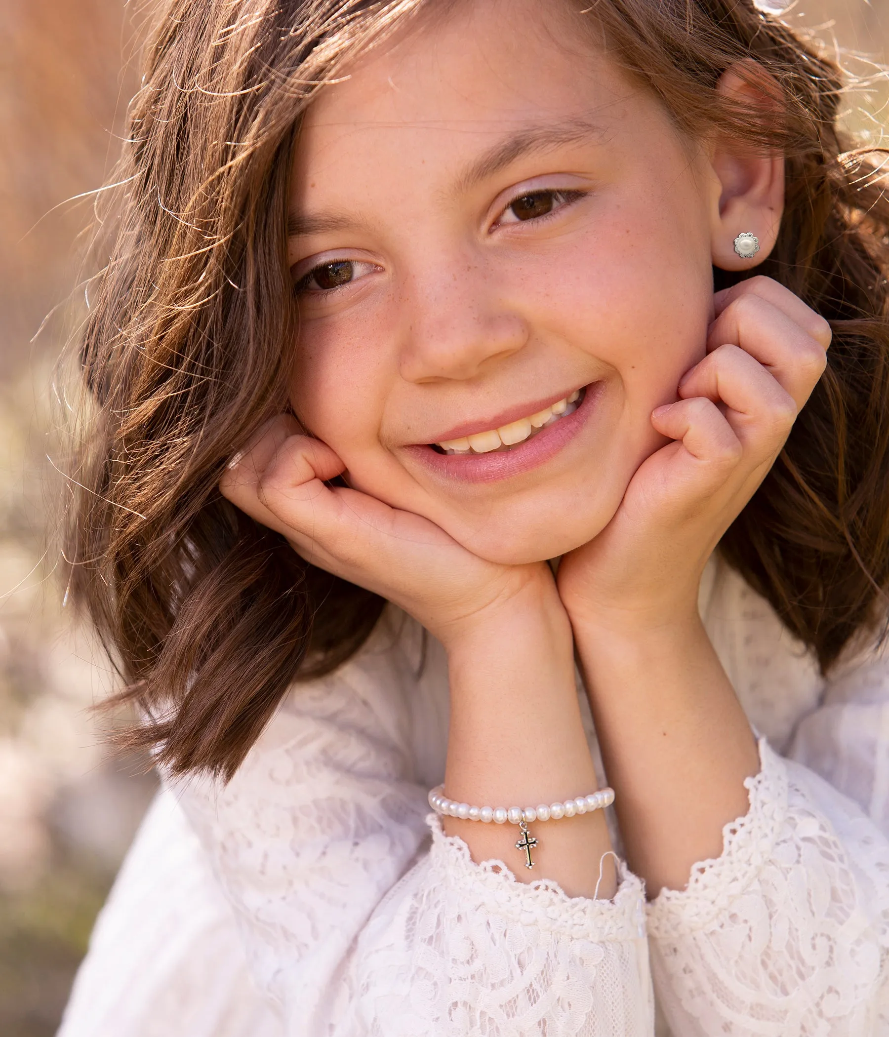 Sterling Silver Kid's Cross Bracelet