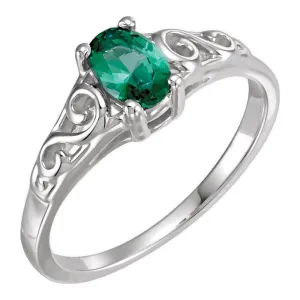 Sterling Silver May Imitation Birthstone Ring , Size 5