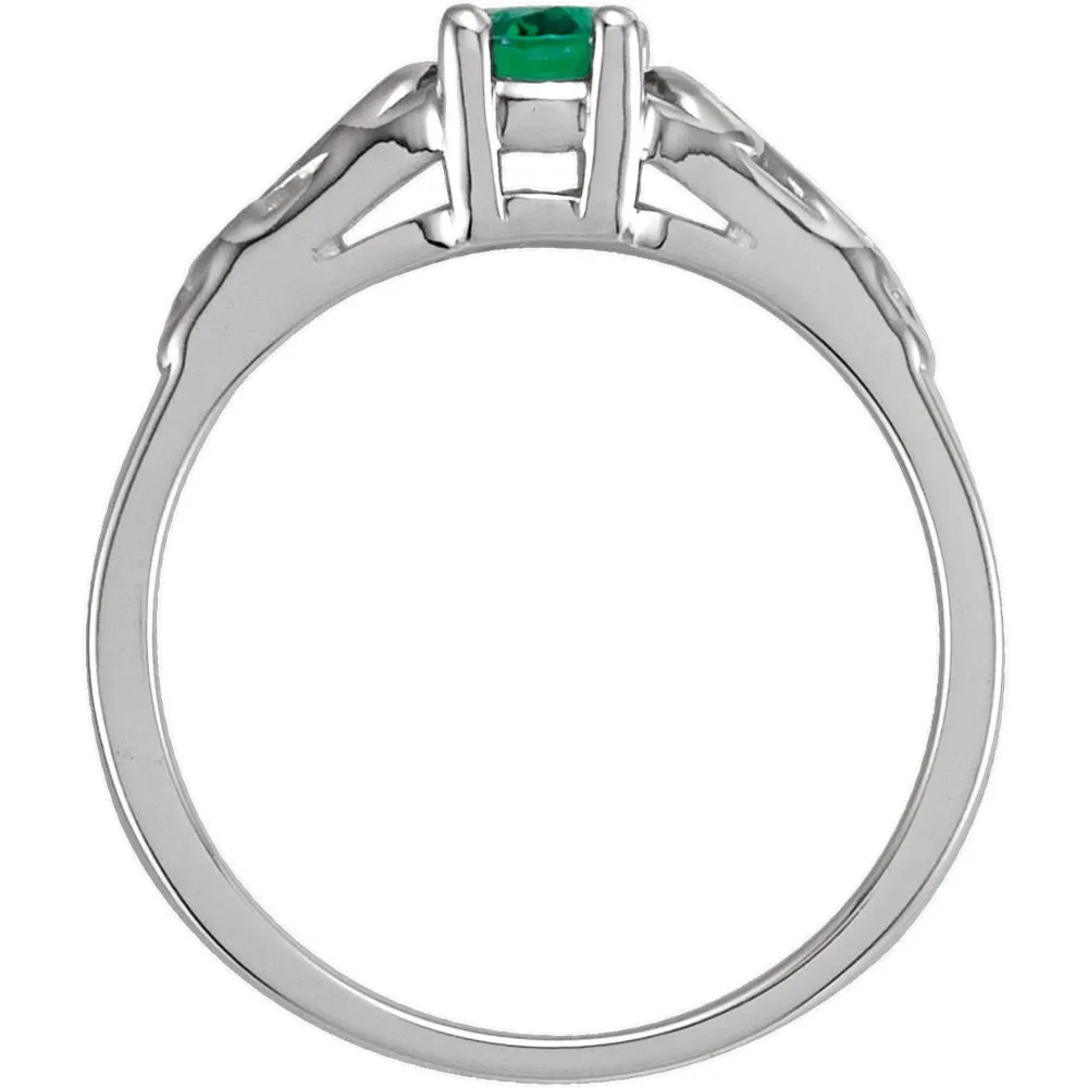 Sterling Silver May Imitation Birthstone Ring , Size 5