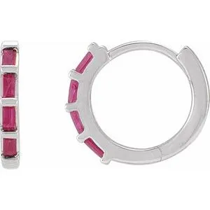 Sterling Silver Natural Ruby Huggie Earrings