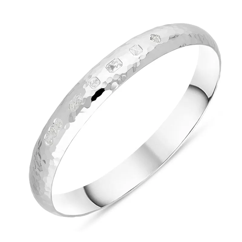 Sterling Silver Queen's Jubilee Hallmark 10mm Hammered Bangle D