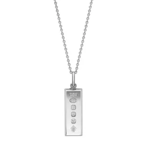 Sterling Silver Queen's Jubilee Hallmark Small Ingot Necklace D
