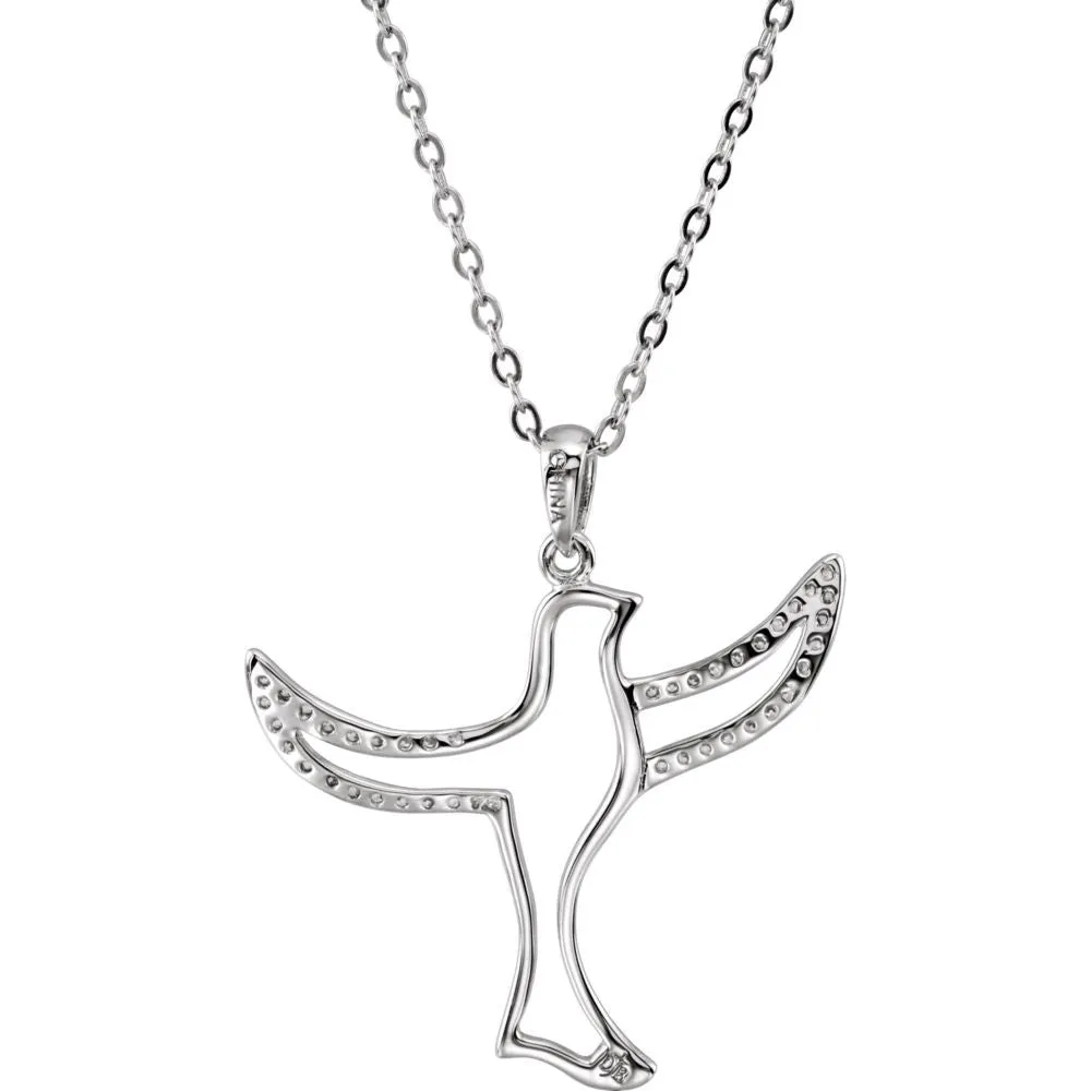 Sterling Silver Sealed in the Spirit CZ 18" Necklace