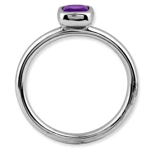 Sterling Silver Stackable Expressions Cushion Cut Amethyst Ring