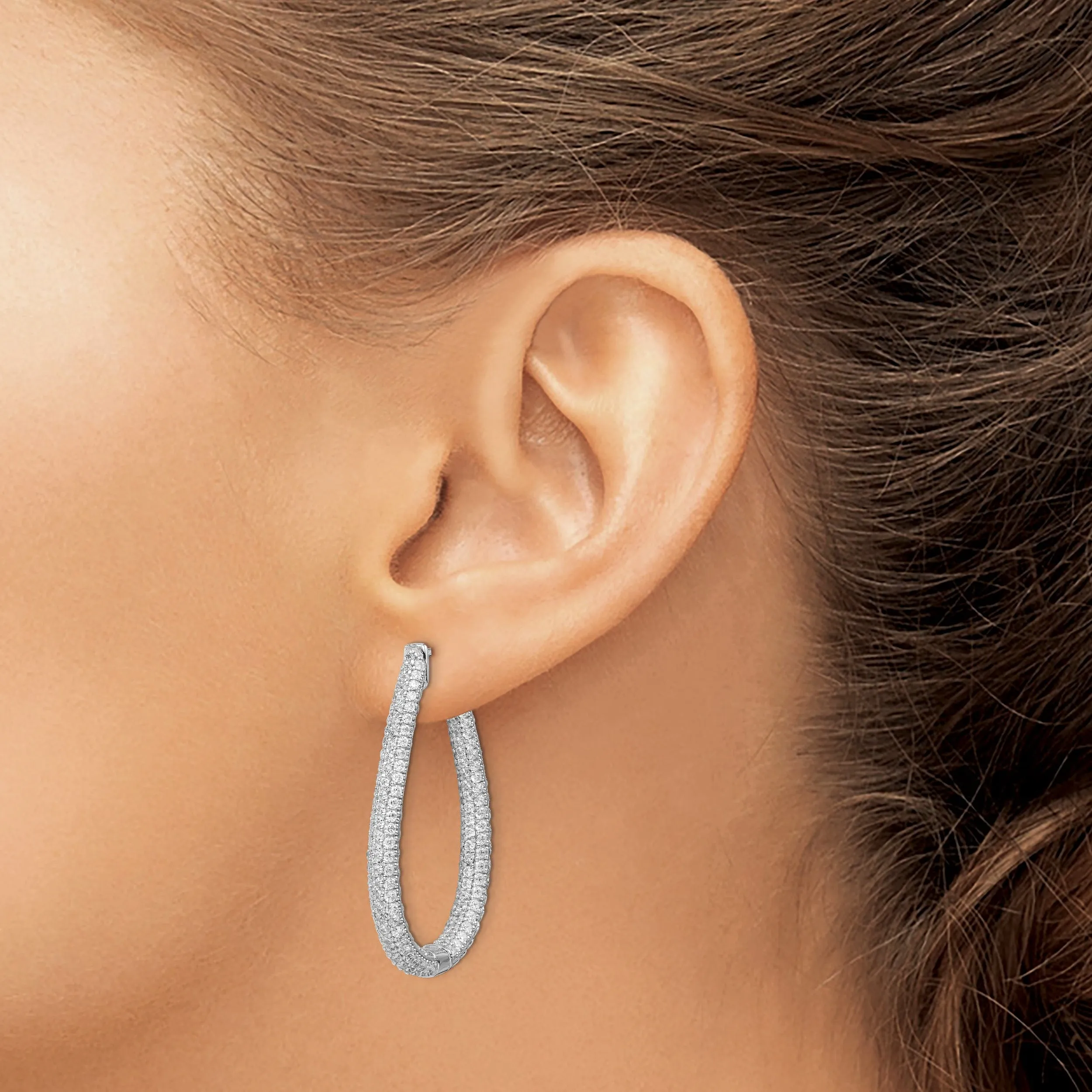 Sterling Silver Teardrop Hoop Earrings
