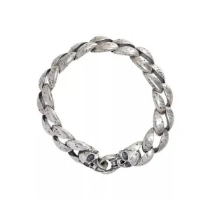 Sterling Skull Curb Link Bracelet