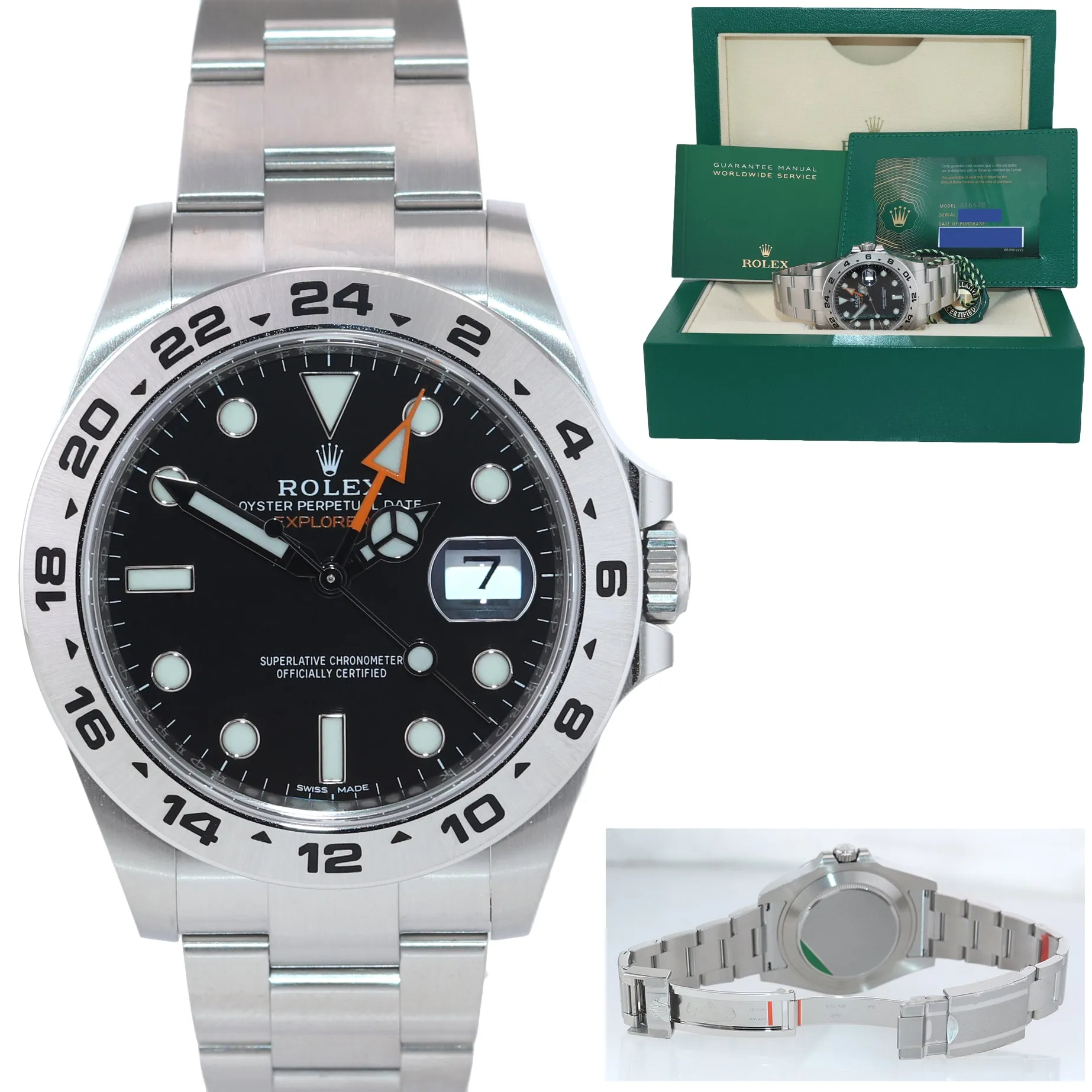 STICKERS 2021 PAPERS Rolex Explorer II 42mm 216570 Black Steel GMT Watch Box