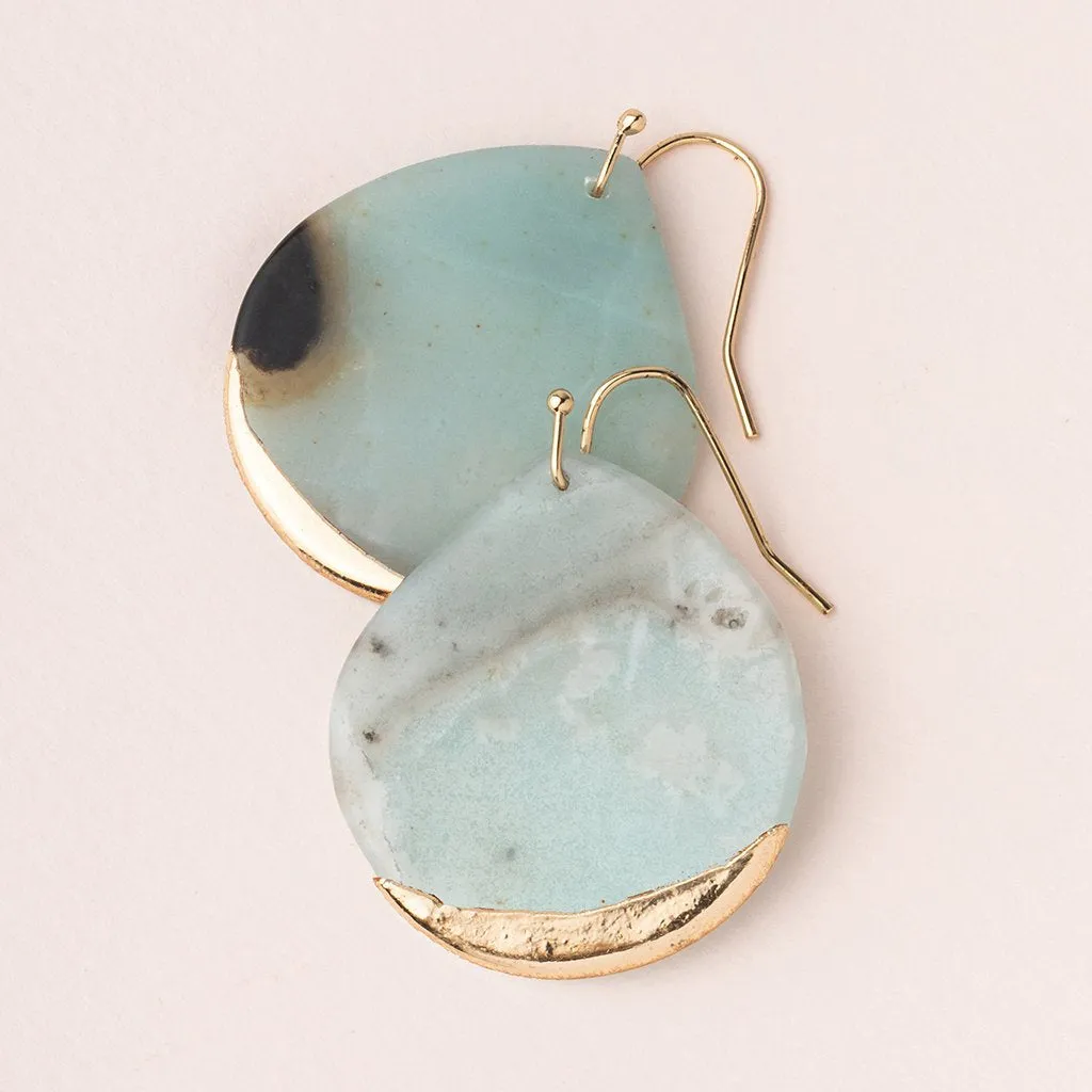 Stone Dipped Teardrop Earring: Amazonite/Gold