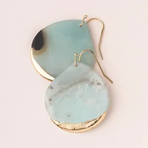 Stone Dipped Teardrop Earring: Amazonite/Gold