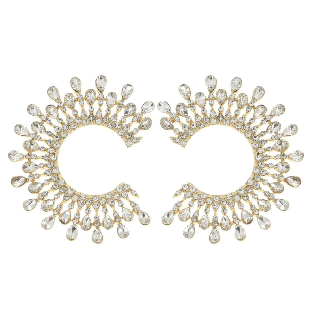 Stud Gold C Shape Stone Earrings
