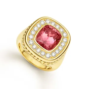 Studio 18K Gold Diamond Pink Tourmaline Ring