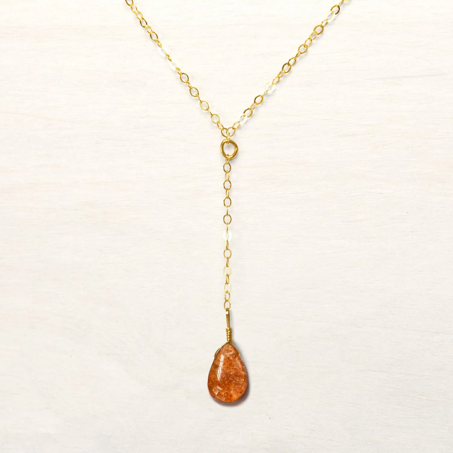 Sunstone Lariat Necklace