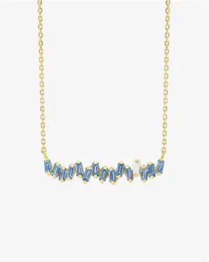 SUZANNE KALAN | Bold Bar Necklace | Baguette-Cut Light Blue Sapphires & White Diamond