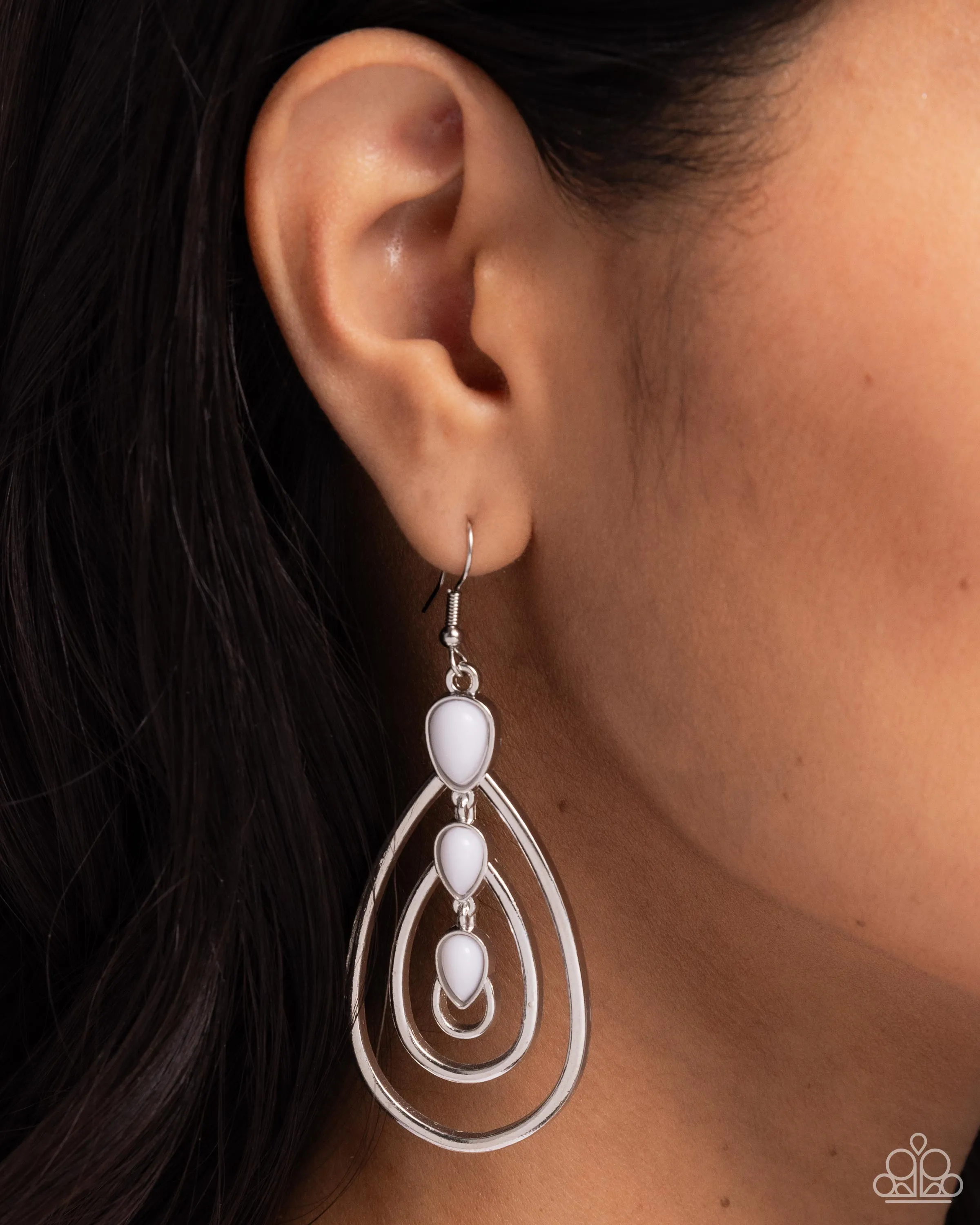 Sweat and TIERS - White - Teardrop Bead Paparazzi Fishhook Earrings