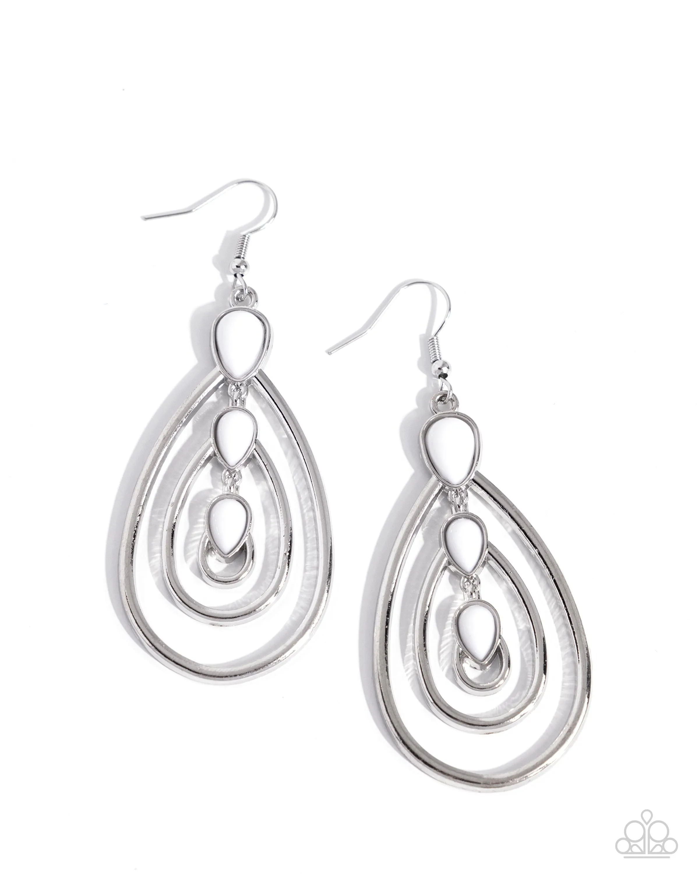 Sweat and TIERS - White - Teardrop Bead Paparazzi Fishhook Earrings
