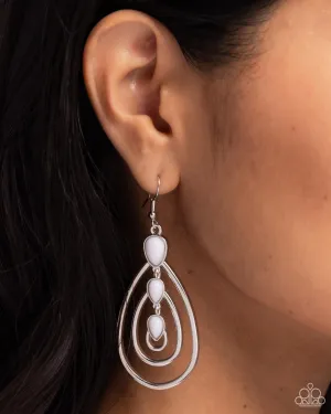 Sweat and TIERS - White - Teardrop Bead Paparazzi Fishhook Earrings