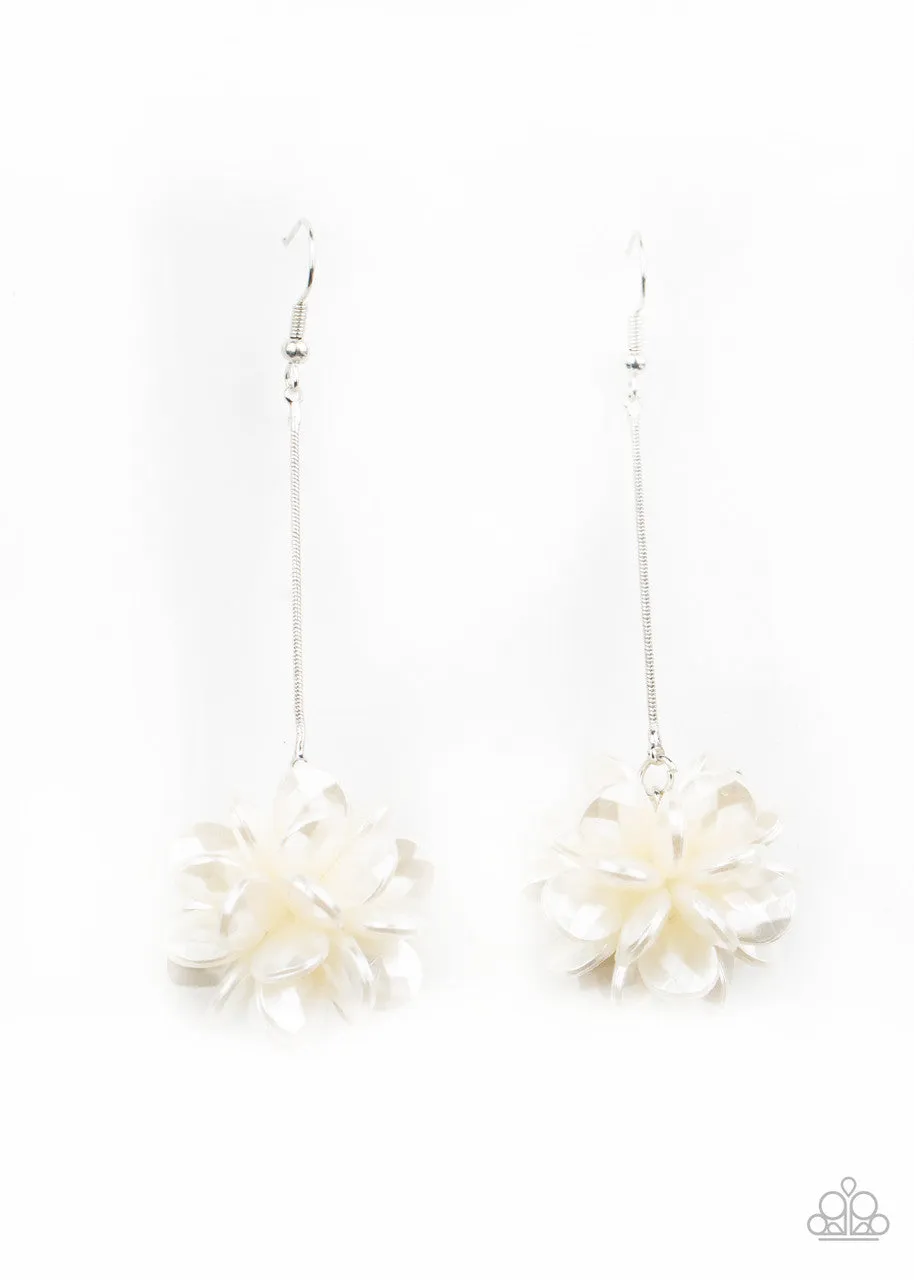 Swing Big - White - Pearly Bead Cluster Paparazzi Fishhook Earrings - January 2021 Life of the Party Exclusive