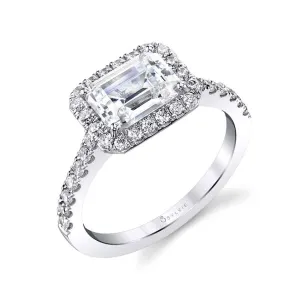 Sylvie Collection 14K White Gold Emerald Engagement Ring Setting