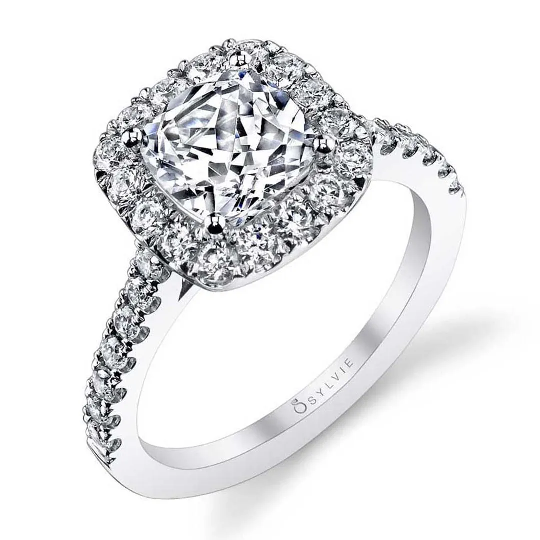 Sylvie Cushion Cut Classic Halo Engagement Ring