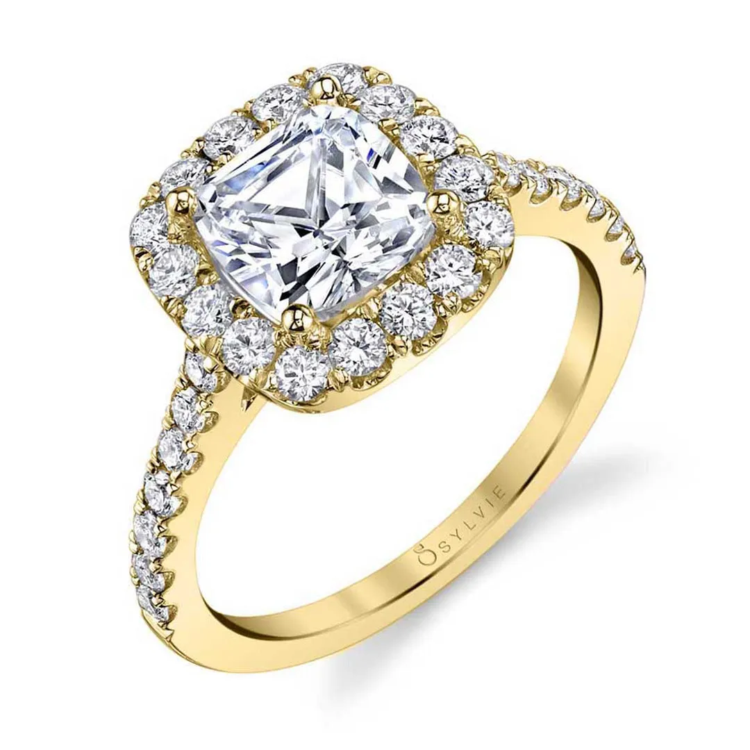 Sylvie Cushion Cut Classic Halo Engagement Ring