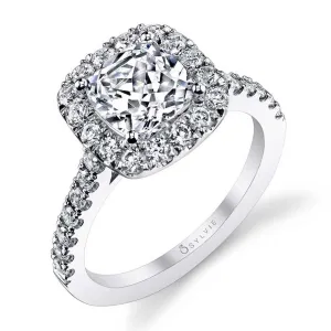 Sylvie Cushion Cut Classic Halo Engagement Ring