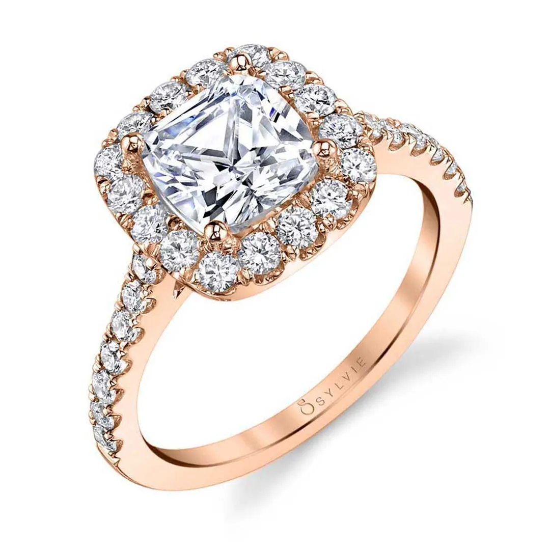 Sylvie Cushion Cut Classic Halo Engagement Ring