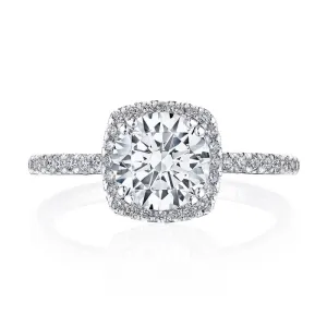 Tacori 18K White Gold 1/2 Way Cushion Bloom Engagement Ring 267615CU65W