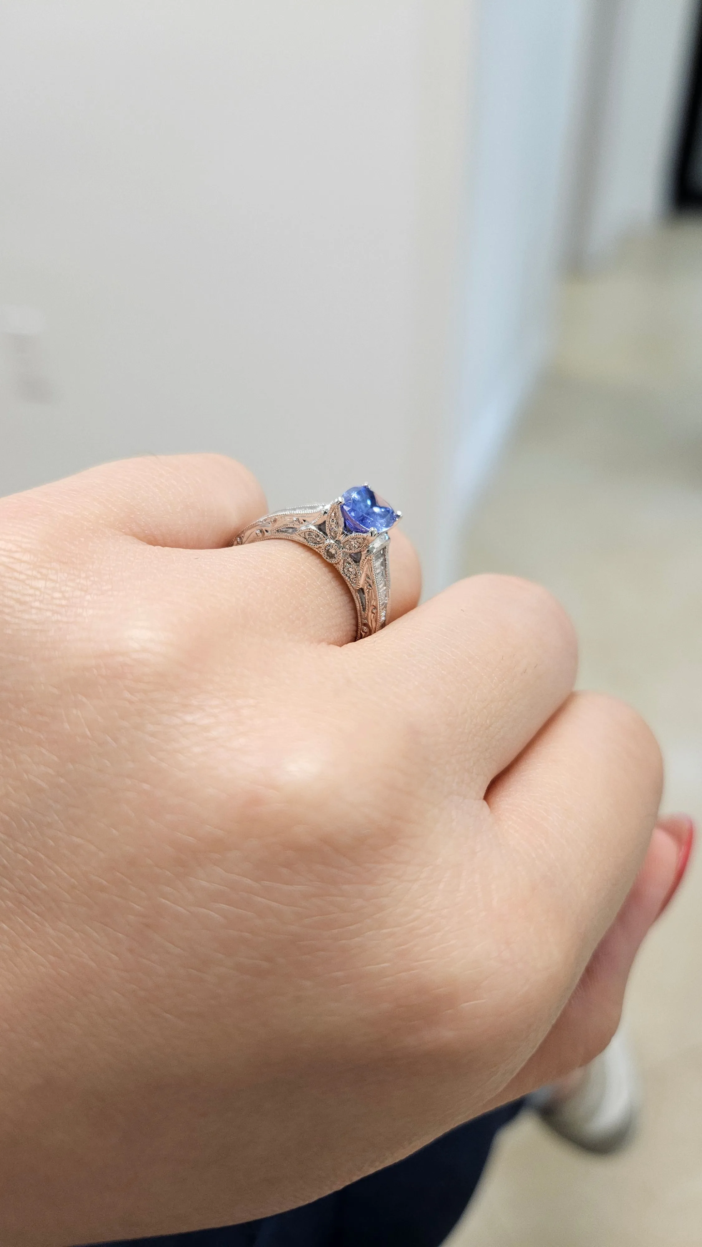 Tanzanite and Diamond Engagement Ring