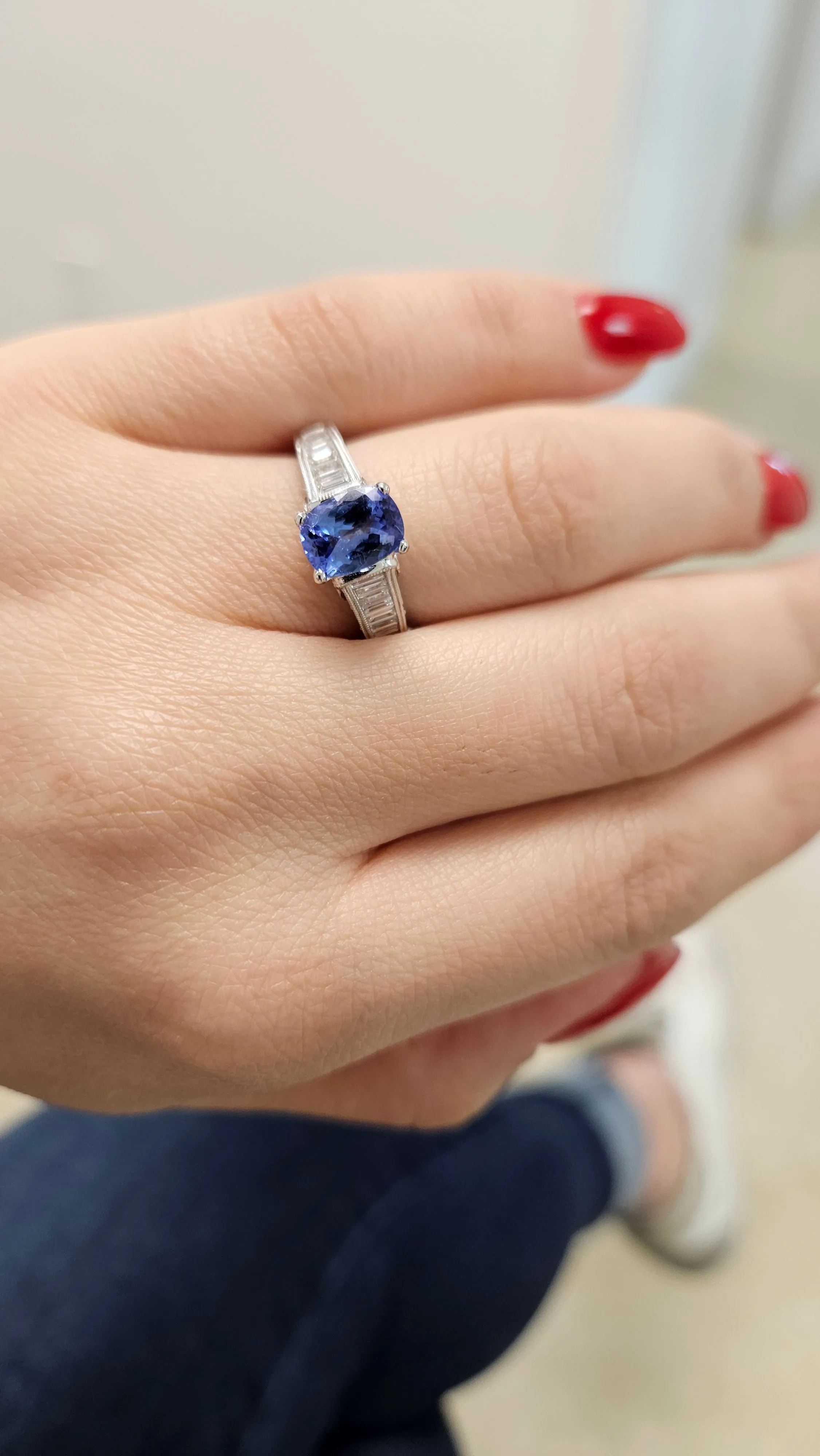 Tanzanite and Diamond Engagement Ring
