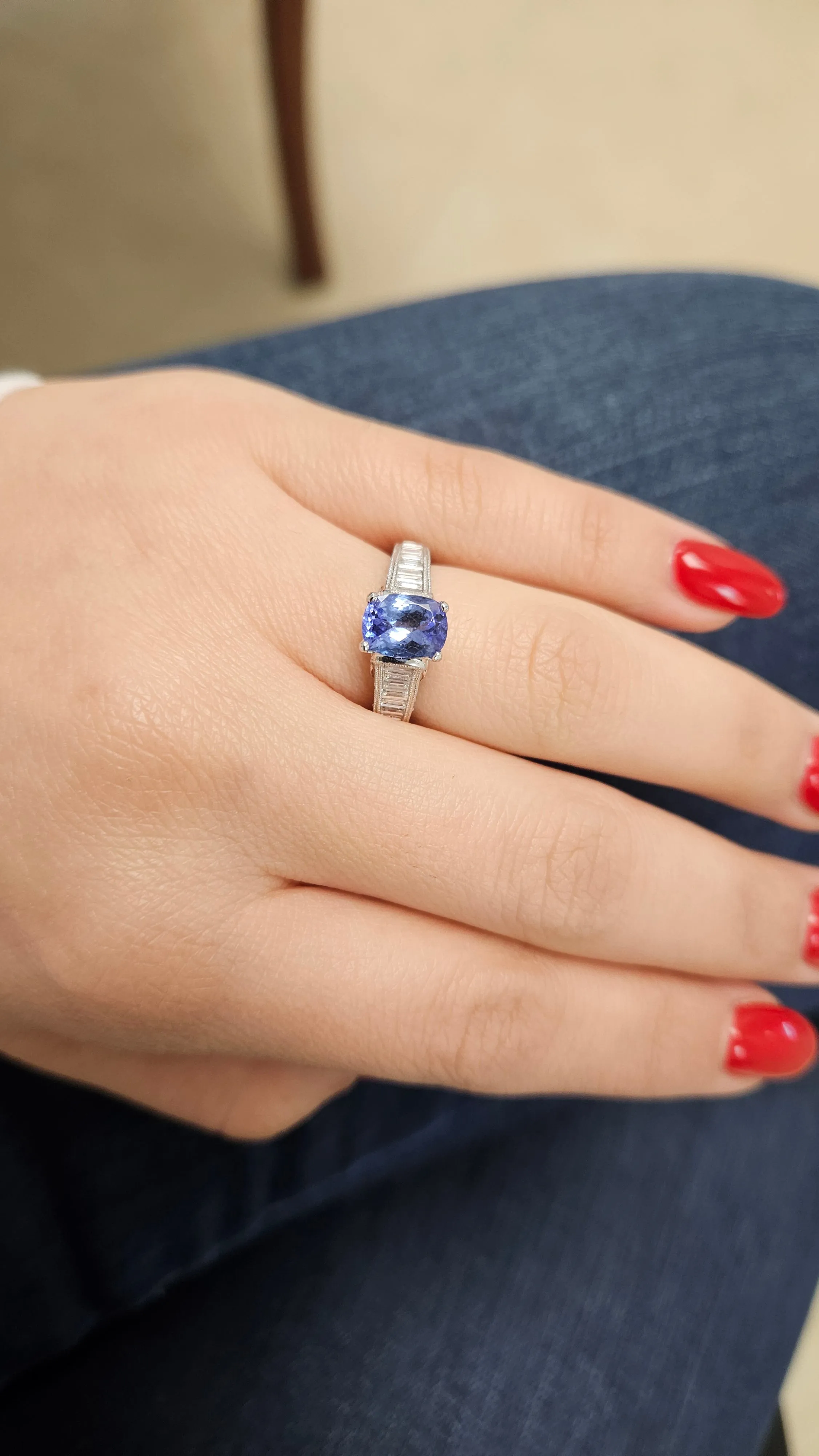 Tanzanite and Diamond Engagement Ring