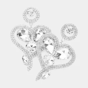 Teardrop and Rhinestone Heart Shaped Evening Earrings |  562805