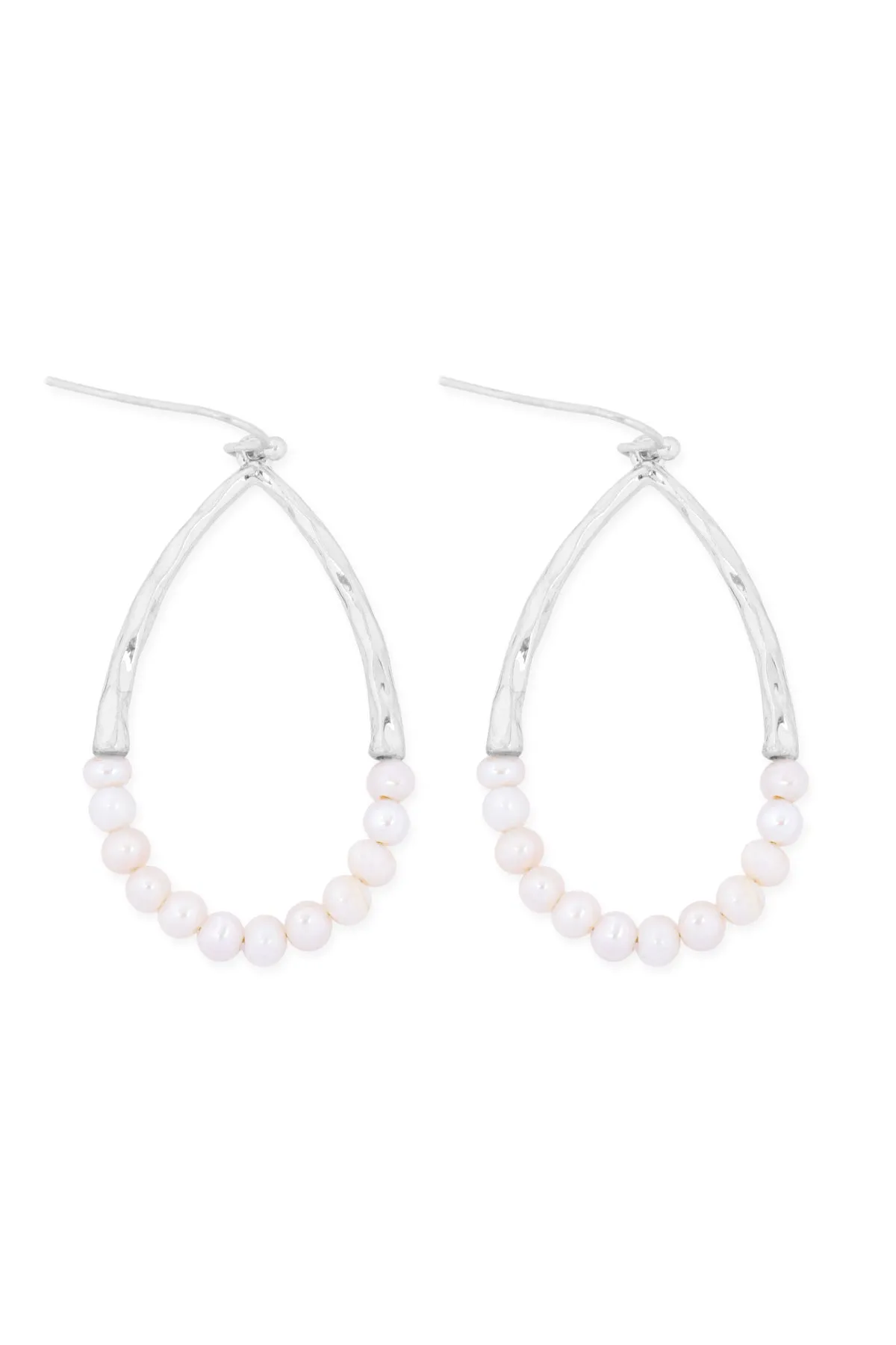 TEARDROP CAST W/ PEARL BEAD FISH HOOK EARRINGS