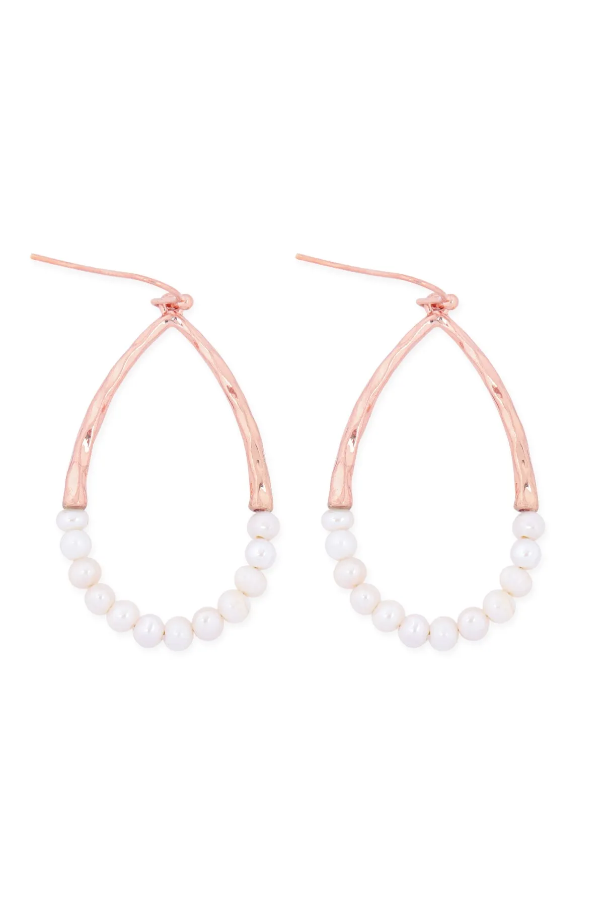TEARDROP CAST W/ PEARL BEAD FISH HOOK EARRINGS