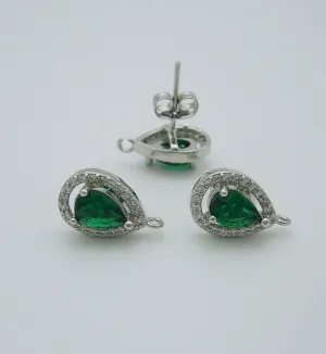 Teardrop Ear Stud Cubic Zirconia CZ Rhodium Plated Earstud Earrings Post