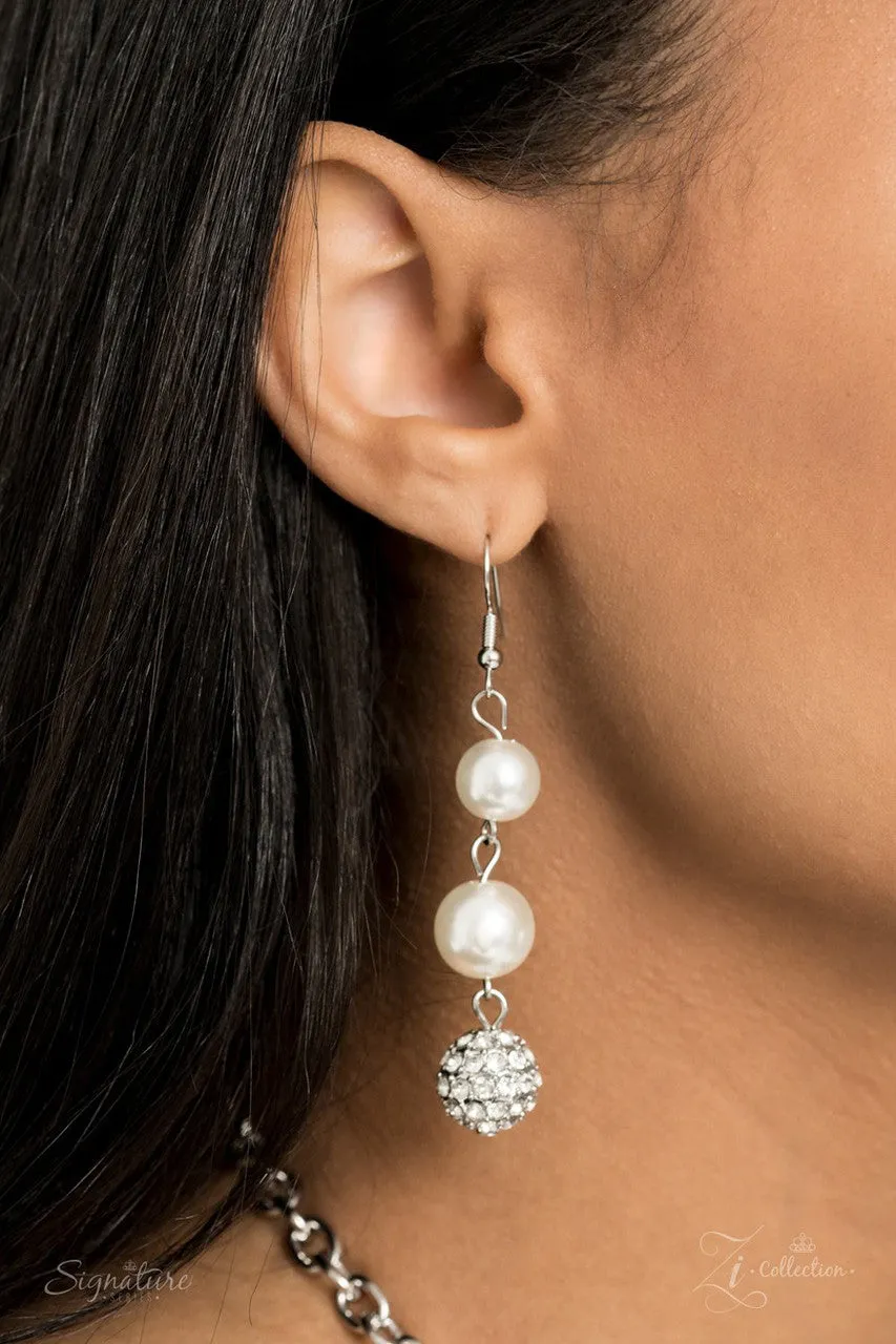 The LeCricia - 2020 Zi Collection White Pearl and Rhinestone Tiered Paparazzi Statement Necklace