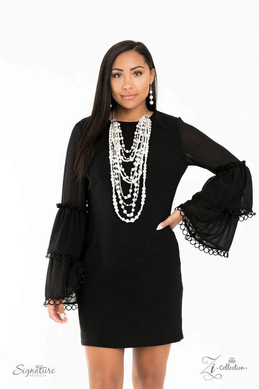 The LeCricia - 2020 Zi Collection White Pearl and Rhinestone Tiered Paparazzi Statement Necklace