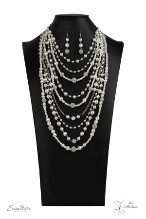 The LeCricia - 2020 Zi Collection White Pearl and Rhinestone Tiered Paparazzi Statement Necklace