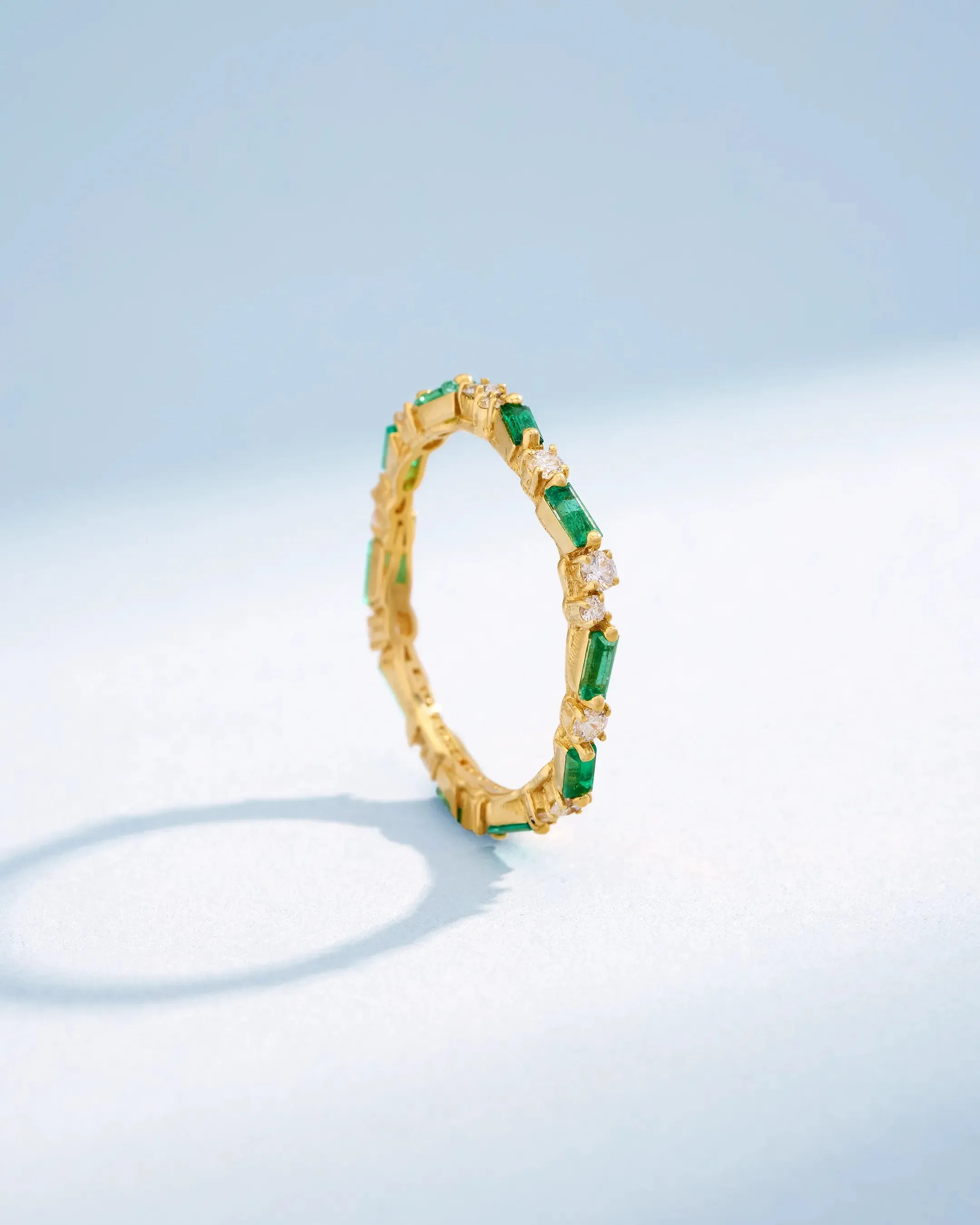Thin Mix Emerald Eternity Band