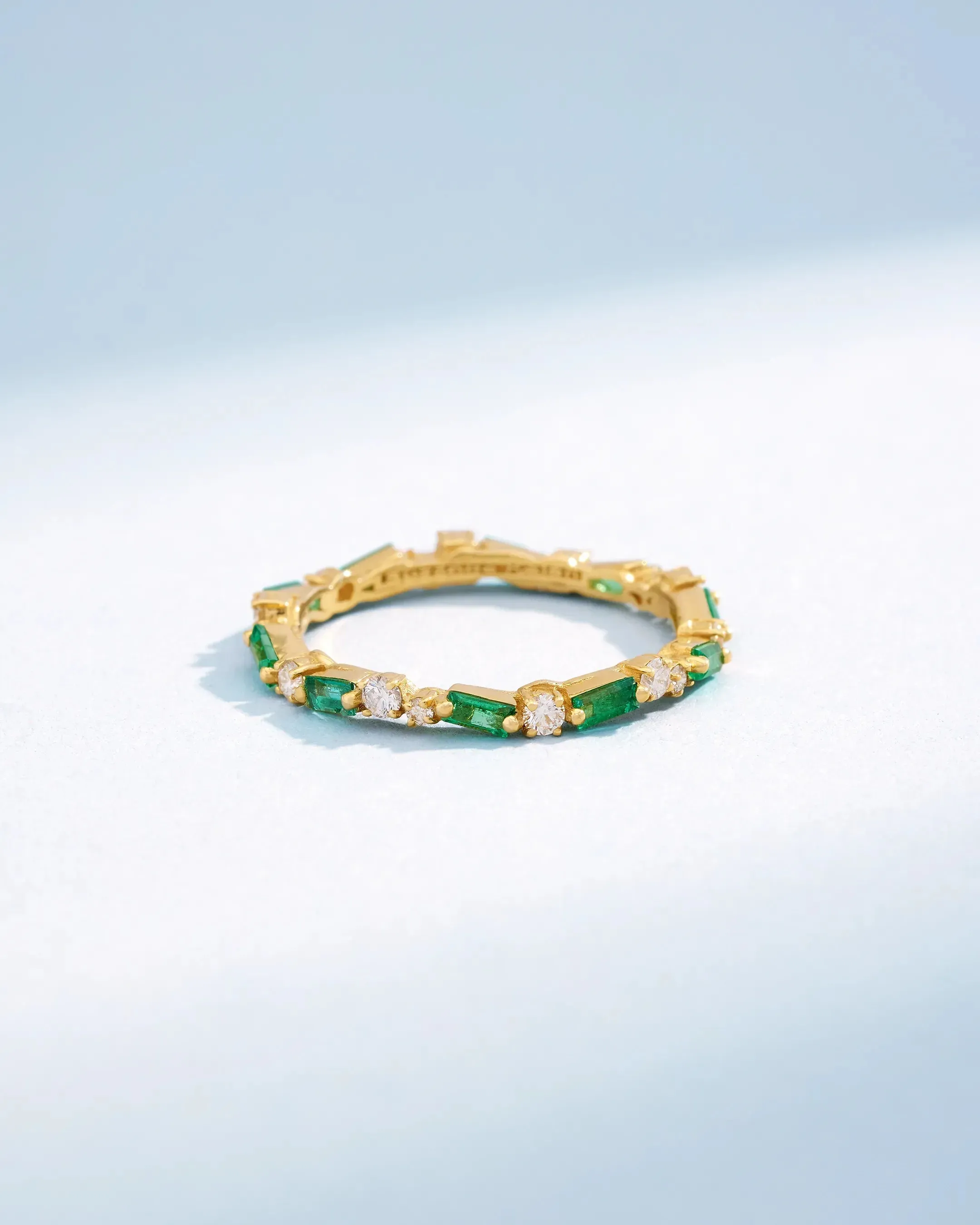 Thin Mix Emerald Eternity Band
