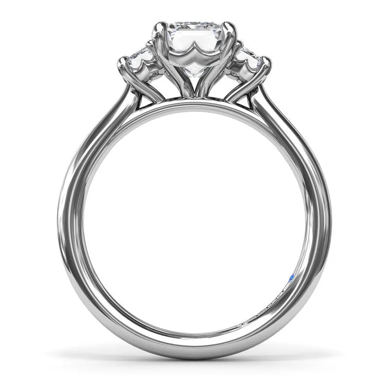 Three Stone Emerald Diamond Engagement Ring