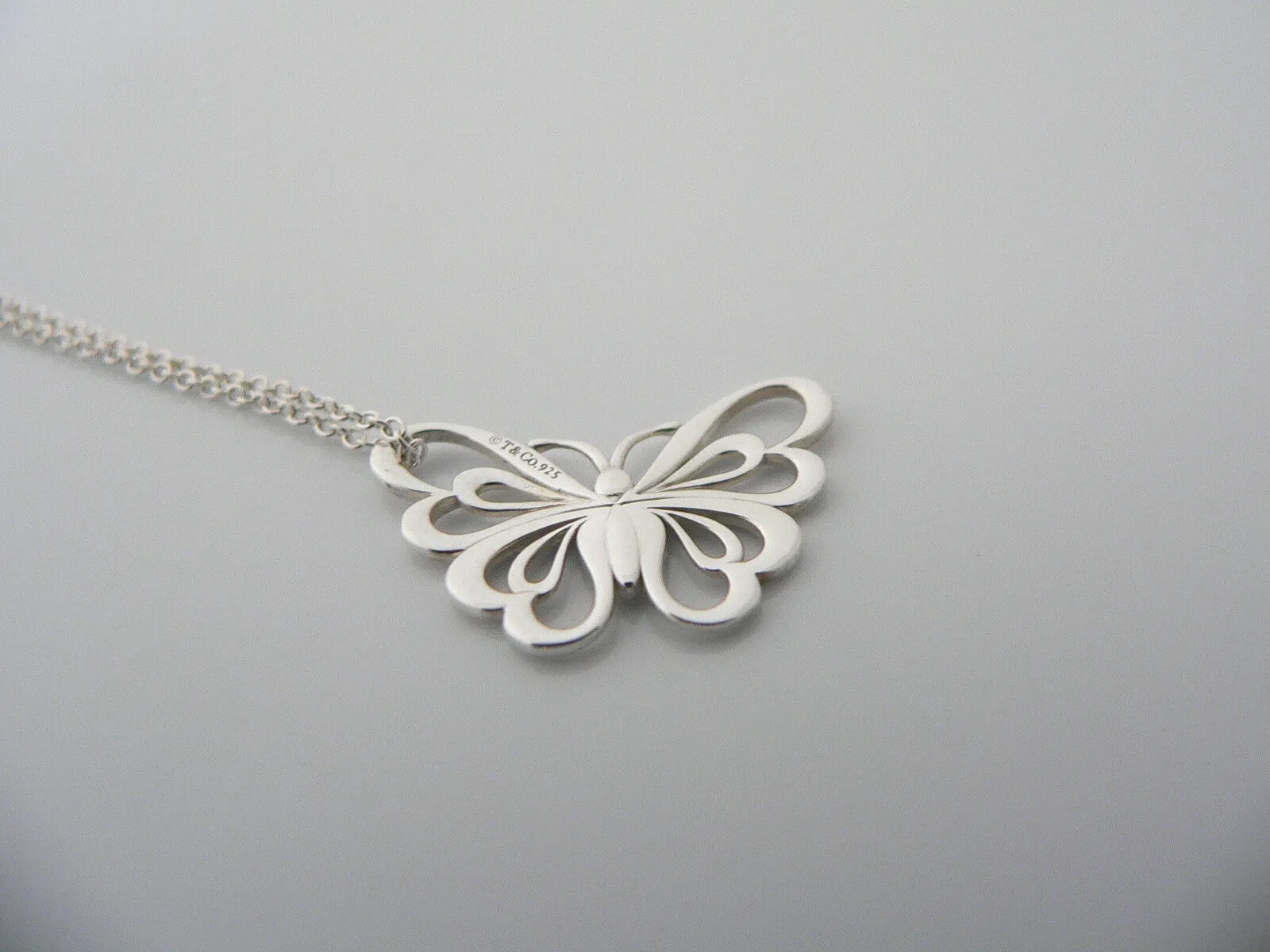 Tiffany & Co Butterfly Necklace  Nature Stencil Pendant Charm 20 Inch Love Gift