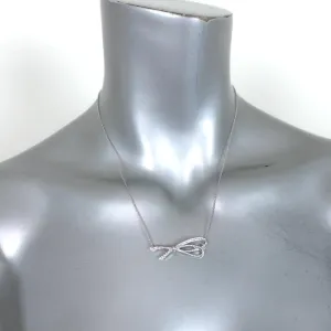 Tiffany & Co. Diamond Bow Necklace 18k White Gold NEW