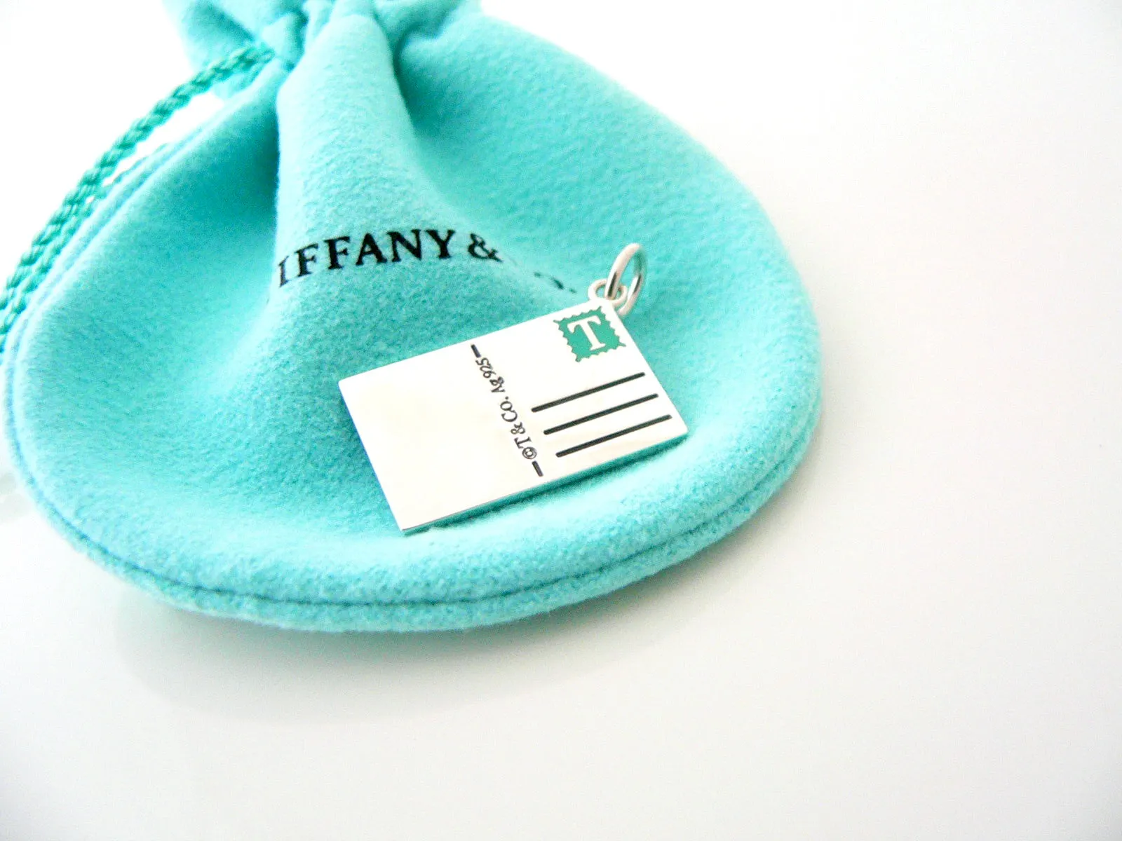 Tiffany & Co New York Postcard Blue Enamel Travel Charm Pendant 4 Necklace Bracelet MINT USA