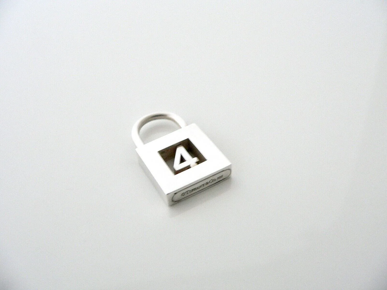 Tiffany & Co Number 4 Padlock Charm Pendant 4 Necklace Bracelet Gift Love Silver