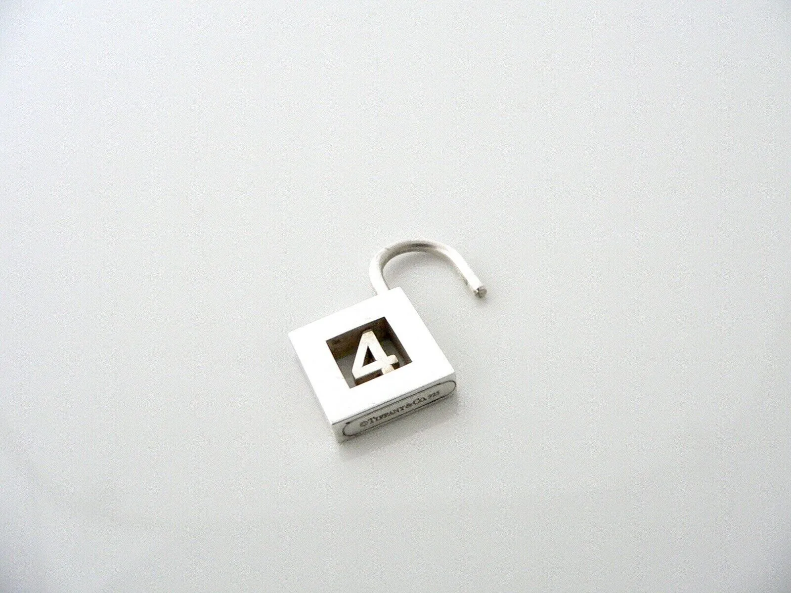 Tiffany & Co Number 4 Padlock Charm Pendant 4 Necklace Bracelet Gift Love Silver