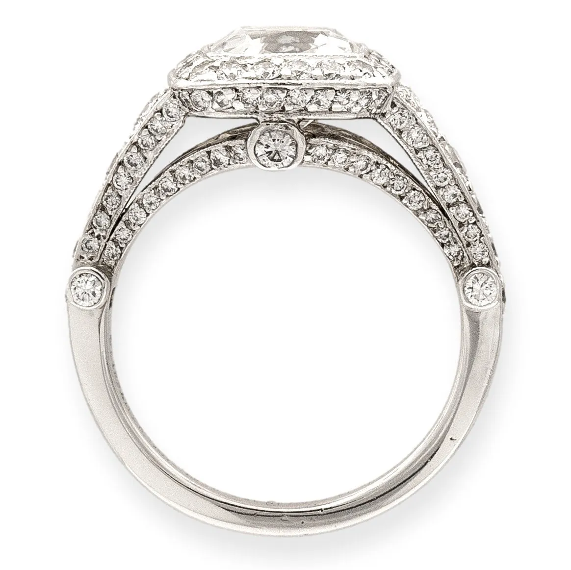 Tiffany & Co. Platinum Legacy Cushion Diamond Engagement Ring 2.70cts. TW GVVS1