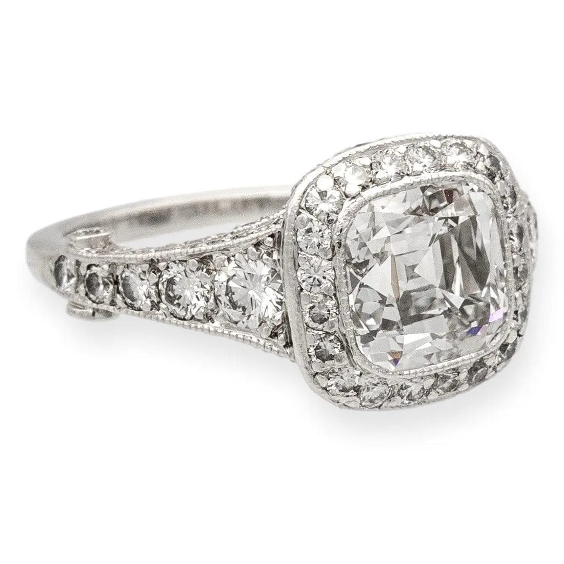 Tiffany & Co. Platinum Legacy Cushion Diamond Engagement Ring 2.70cts. TW GVVS1