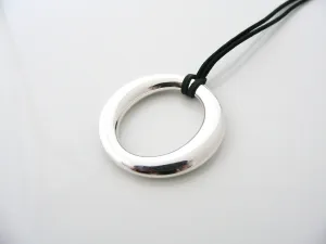Tiffany & Co Sevillana Necklace Peretti 1.5 Inch Pendant  19 In Silk Cord Love