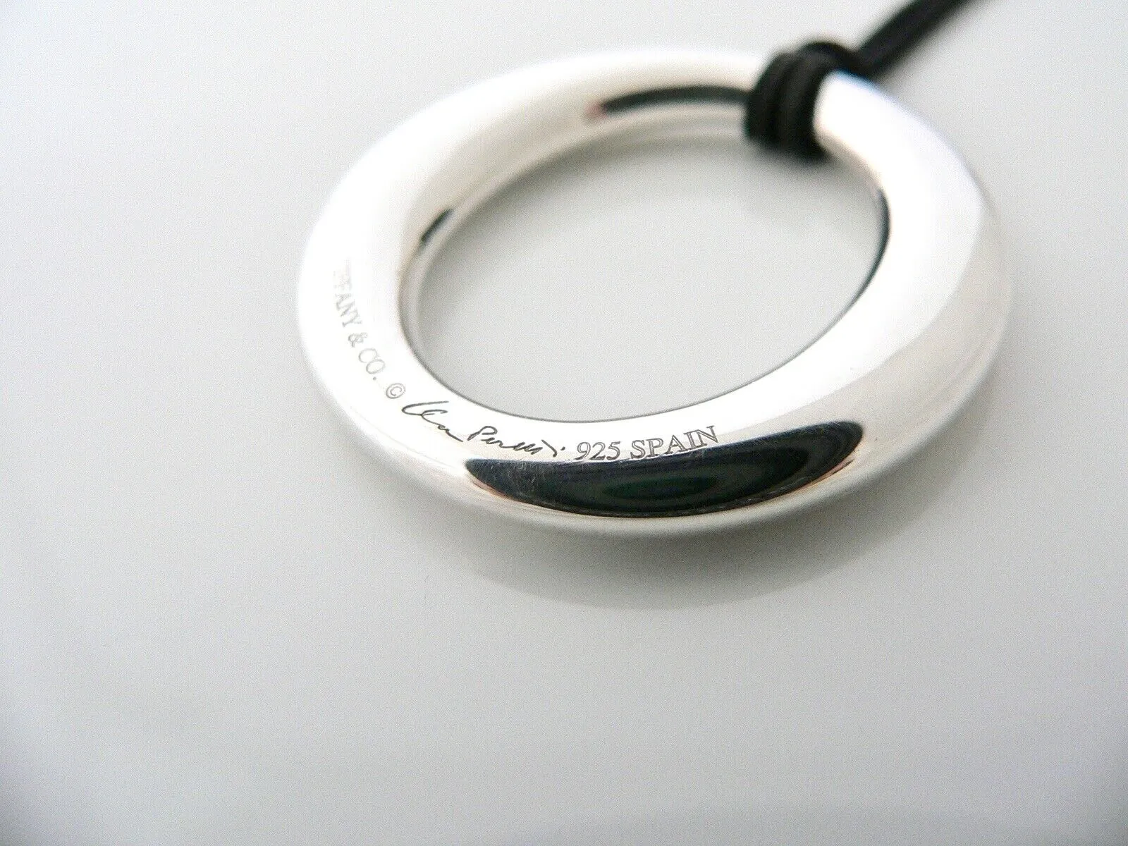 Tiffany & Co Sevillana Necklace Peretti 1.5 Inch Pendant  19 In Silk Cord Love