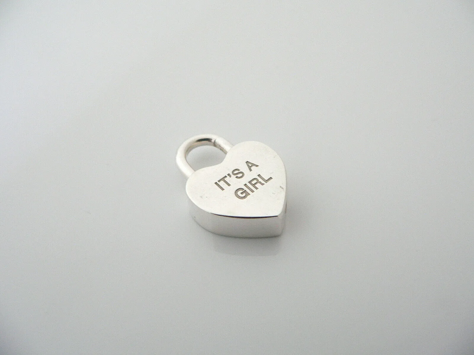 Tiffany & Co Silver It's A Girl Heart Padlock Pendant Charm Gift Love Rare